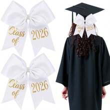 2 Pcs White Graduation Bow Class Of 2026 Graduation Cap Bow With Hair Clip White Grad Cap Accessories 2026 Hair Accessories For Cap Decorations - 白色 - 查看 8