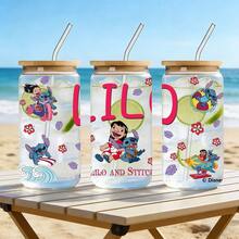 Disney 1个玻璃杯，印有可爱史迪奇图案，防漏设计，带吸管，容量480毫升，带防伪码的包装盒。 - 史迪奇 - 查看 5