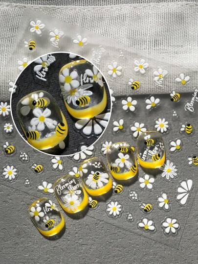 Blooming Flowers - Delicate Floral And Bee Pattern, Soft And Healing Countryside Aesthetic, Ideal For Spring Outings, Gatherings With Friends, Afternoon Tea Or Commuting, Perfect Expression For Urban Girls Who Love Nature And Seek Romantic Innocence