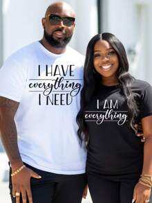 2026 Couple Match T-Shirt I Have Everything I Need. V-Day Xmas Gift RegFit RdNeck MdStretch Men's - 黑色 - 查看 9