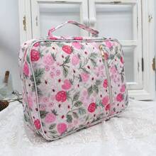 Fabric Bible Cover For Women, Durable Carrying Book Case Church Bag For Biblical Accessories With Handle And Zippered Pocket Backpack, Stationery, Storage, Handbag - 紅白色 - 查看 5