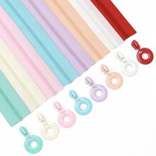 3# Nylon Zipper 4.5m + 10pcs Round Zipper Pulls, Suitable For Pencil Case, Cosmetic Bag, Handbag - 4.5m Zipper + 10 Zipper Heads - View 4