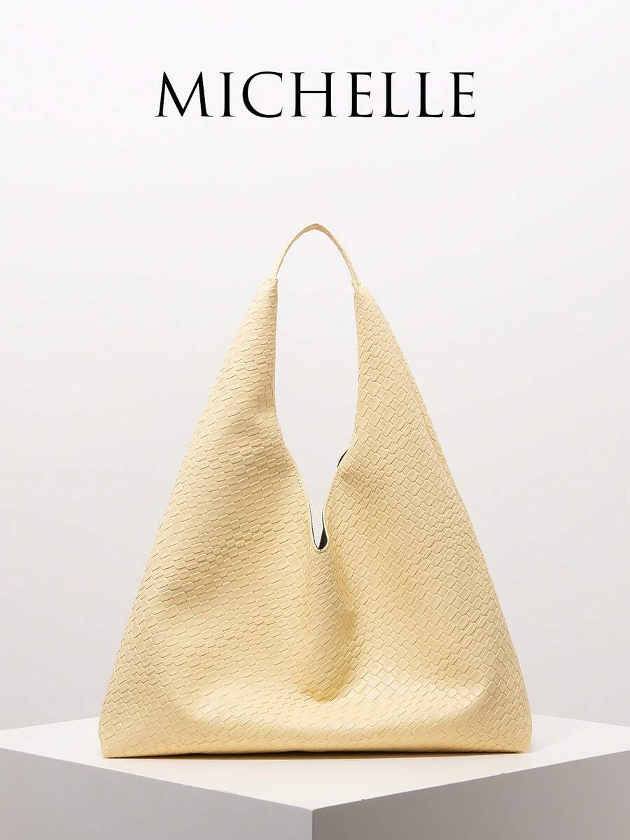 Large Capacity Vintage Tote Bags For Women, Casual Business Work Bag, Elegant Handbag, Simple Retro Design, Suitable For Daily Use, Commuting, Shopping, School, Multipurpose (Random Pattern) - Yellow - View 1