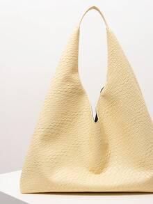 Large Capacity Vintage Tote Bags For Women, Casual Business Work Bag, Elegant Handbag, Simple Retro Design, Suitable For Daily Use, Commuting, Shopping, School, Multipurpose (Random Pattern) - Yellow - View 4