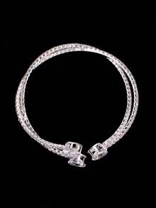 1pc Fashionable Luxury Elegant Personalized Versatile Rhinestone Heart Bracelet, Women's Daily, Holiday, Party Gift Jewelry - Multicolor - View 5