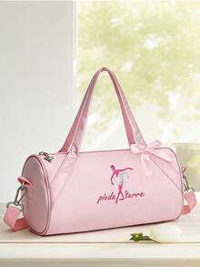 1pc Small Fashion Embroidered Dance Bag, Shoulder Bag, Travel Bag, Team Bag, Latin Ballet Bag, Fitness Bag, Travel Bag, Fashion Embroidered Ballet Dancer Matching Letter Design, Lightweight And Durable, Available In Pink And Purple, Zipper Opening, Polyester Lining, Adjustable Shoulder Strap, Suitable For Dance, Yoga, Travel And Daily Commute. - Multicolor - View 9
