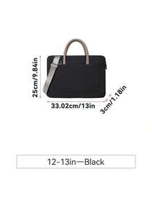 1pc Shoulder Portable Laptop Bag Conference Waterproof Portable Briefcase Back To School - Black 14 to 15 Inches - View 15