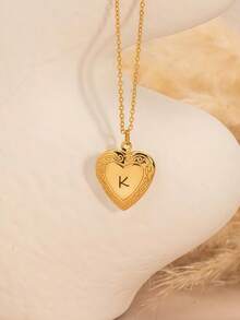 1 pièce Collier pendentif personnalisé en forme de cœur avec photo, bijou en acier inoxydable gravé avec photo cachée à ouverture rabattable, cadeau commémoratif pour couple, cadeau d'anniversaire - Collier photo personnalisé en forme de cœur - Voir 7