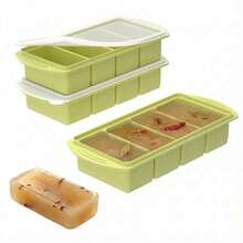 Silicone Freezer Trays With Lid, Food Storage Containers With Lids, Large Tray Soup, Sauce & Leftovers, 1 Cup Meal Prep Containers With Easy Release, Freezer Storage, Oven & Dishwasher Friendly, 2-Pack - Avocado Green - View 11