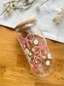 Ly thủy tinh đựng đồ uống lạnh Matcha hình nơ 16oz, ly thủy tinh đựng cà phê và Matcha có ống hút, in nhiệt độ cao, thích hợp cho cà phê, Matcha, sữa, soda, nước có ga, ly thủy tinh hình lon có ống hút, ly đựng đồ uống lạnh, ly đựng đồ uống nóng, lựa chọn quà tặng tốt nhất. - Màu xanh hải quân - Xem 7