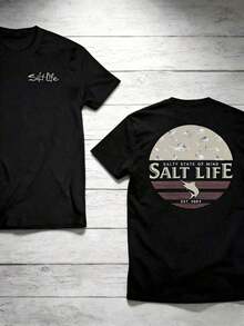 The "Salt Life" T-Shirt, Featuring A Print Of Near-Shore Fish, Is Ideal For Ocean Lovers And Beach Adventurers. Print Y2K Crew Neck T Shirt For Women, Holiday, Vacation, Spring, Festival,Graphic Tees,Vintage T Shirts,Free Shipping,100% Cotton - Màu tím - Xem 4