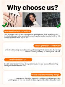 Tóc giả móc sợi Feather Crochet Hair 50g/gói, tóc thật, kiểu Feather Line, bện móc sợi mềm mượt, không đường nối, vô hình, màu đen tự nhiên, phong cách Boho, dành cho tóc mỏng, tóc giả móc sợi siêu nhỏ, kiểu sóng sâu, làm từ tóc thật. - Natural Black - Xem 10