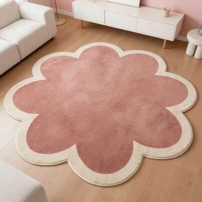 1 pieza Alfombra de peluche con estampado floral rosa, de lana sintética, alfombra espesa, alfombra mullida, alfombra de otoño/invierno, alfombra decorativa, decoración de dormitorio, alfombra pequeña, alfombra, decoración del hogar, alfombra de sala de estar, alfombra pequeña de sala de estar, alfombra de dormitorio, decoración del hogar de sala de estar, alfombra de exterior, alfombra lavable