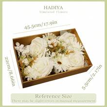 1 Box 8pcs Assorted Silk Flower Bouquet, Artificial Flowers For Home, Wedding, Party, Restaurant, Bedroom Decor / Can Be Used For Vase Arrangement, Garden Decor, DIY Wreath, Wrist Corsage - White - View 2
