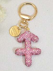 1pc Soft Clay Rhinestoned Pink Women's 12 Zodiac Keychain, Gifts For Friends On Valentine's Day Car Accessories Bag Charm School Cute Goth Y2k - Chòm sao - Xem 11