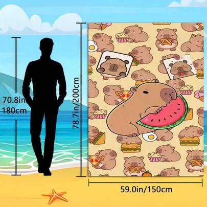 1 Khăn tắm biển cỡ lớn với họa tiết cá heo ăn dưa hấu dễ thương - 100% sợi nhỏ polyester, 250GSM, thấm hút cao, nhanh khô, không bám cát, thích hợp cho bãi biển, hồ bơi, cắm trại, phòng tập thể dục, phòng tắm - Món quà mùa hè hoàn hảo (31,5"X70,8"), phụ kiện thể thao, thiết kế vui nhộn, vải chống cát.