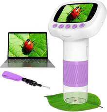 Pocket Kids Microscope For Over 3 Years Old, 1000X Handheld Microscope For Kids W/2''IPS Digital, Photo Video Mini Portable Microscopes, Science Edu Digiscope, For Kid Purple - Purple - View 5
