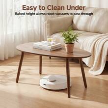 EZIFY Minimalist Creative Side Table, Ergonomic Round Corner Design, Sturdy Legged End Table, Space-Saving Furniture For Small Apartments, Living Room And Bedroom - Walnut - View 9