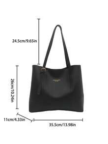 大容量可折叠双肩带手提包，适合女性购物、通勤、户外活动、商务活动，也是送给妈妈的礼物。 - 黑色 - 查看 2