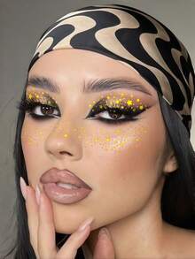 12 Folhas de Adesivos Temporários de Sardas com Glitter para o Rosto, Sombras Douradas, Tatuagens de Sardas Brilhantes em Formato de Estrela para Maquiagem Feminina, Acessórios para Festas, Festivais Coachella, Verão, Formatura e Praia. - Ouro - Ver 5