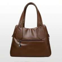 Women's Soft Leather Handbag That Can Be Used As A Shoulder Bag Or Crossbody Bag. Its Design Is Simple, Casual, Elegant And Versatile, Ideal For Middle-Aged Mothers. - 黑色 - 查看 3
