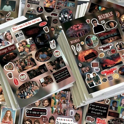 一套/8张《怪奇物语》：主角剪纸贴纸，手账装饰，防水贴纸，经典美剧，怪奇物语：贴纸，剪纸防水手账贴纸，生日礼物，小惊喜，新年礼物，情人节礼物，复活节礼物