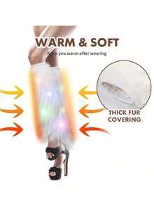 Giày bốt cao cổ lông mềm mại có đèn LED dành cho nữ, bộ bốt cao cổ phong cách Y2K thu đông, kèm tất giữ ấm chân chống thấm nước, thời trang và thoải mái. - ống giữ ấm chân phát sáng - Xem 8