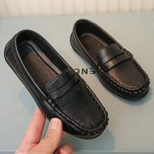 1 Pair New Kids Casual Loafers, Lightweight & Breathable Slip-On Shoes For Boys & Girls - Black - View 11