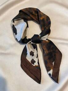 1pc Faux Silk Retro Leopard Print 70cm Small Square Scarf, Fashion Versatile Bandana, Waist Belt, Decorative Scarf, Suitable For Daily Wear - 1pcs - View 6