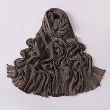 190厘米长透气条纹纹理头巾，柔软轻盈，适合春夏佩戴的穆斯林头巾 - 彩色 - 查看 11