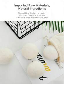 6 quả cầu sấy bằng len hữu cơ - Quả cầu sấy - Giúp giảm thời gian giặt và làm mềm quần áo - Đặc biệt thích hợp cho đồ lông vũ - Quả cầu sấy khô 3cm - Xem 6