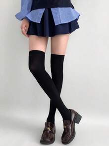1/2/3 Pairs Of Over The Knee Socks,Loli Jk Soft Girl Style, Suitable For Sweet Style Dressing, Cozy - 黑色 - 查看 5