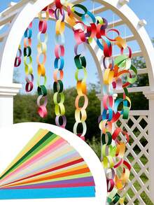 100/300 piezas Cadenas de papel brillante DIY, ancho de 0.98 pulgadas * 1.69 pulgadas de largo, colores suaves/neón/básicos - Adecuado para decoraciones de cumpleaños, bodas, guirnaldas de fiesta, manualidades de aula, estrellas plegables y proyectos de envoltura de regalos, tiras fáciles de usar, entusiastas - Ver 1