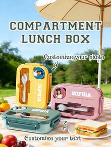 Customized Lunch Box, Can Print Your Photo And Name, Multifunctional Personalized Lunch Box, Leak-Proof Seal, High Efficiency Insulation, Ideal Gift For Family, Relatives, Lovers And Couples, Integrated Personalized Portable Picnic Lunch Box - Multicolor - View 1