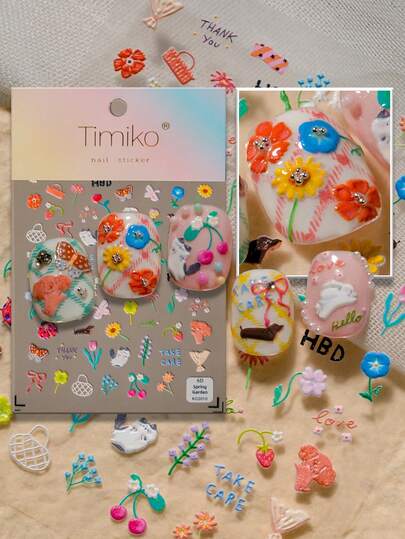 Een zachte en frisse illustratie in landelijke lentestijl, met delicate bloemen zoals tulpen, madeliefjes, kersenbloesems, lelietjes van de vallei en vergeet-me-nietjes, samen met schattige dieren zoals katten, vlinders, lieveheersbeestjes en konijnen, en lifestyle-accessoires zoals een picknickmand, geschenkdoos, theekopje, linten en kersen, en aangevuld met hartverwarmende woorden zoals "DANK U WEL", "ZORG GOED VOOR UZELF" en "Hallo". Geschikt als cadeau voor vriendinnen, lente-uitjes, theekransjes of dagelijkse reizen, belichaamt dit ontwerp de verfijnde, sentimentele en rustige gevoeligheid van de stedelijke vrouw die verlangt naar tederheid.