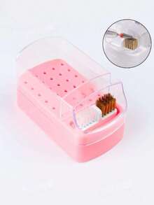Caja de almacenamiento de cabezales de pulido y brocas de taladro de uñas 2 en 1 + 1 caja de almacenamiento de cosméticos a prueba de polvo + Caja de almacenamiento portátil de brocas de taladro de uñas (con cepillo de limpieza) + Caja de almacenamiento de 30 botellas de esmalte de uñas + Caja de almacenamiento de herramientas de manicura, cuidado de uñas, herramientas de uñas - Rosa - Ver 3