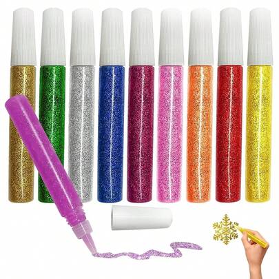 [Limited Edition] 8pcs Glitter Marker Set, 10ml Per Marker, Multi-Color Options, Suitable For DIY Art, Painting, Crafts, Greeting Cards, Weddings, Christmas, Home Decor, Premium Handicraft