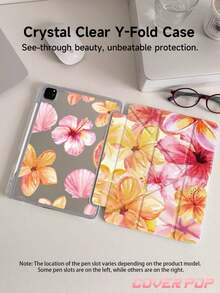Hibiscus Flower Pattern Tablet Case Compatible With IPad Air 11-Inch M3 2025 / M2 2024, Air 5th Generation 2022 , (A16) 11 Inch 11th Generation 2025,Compatible With Samsung Galaxy Tab,Kindle Paperwhite 12th Gen 2024, Clear Back ,Fashion Pattern Protective Case,Autlueomatic Sleep And Wake-Up Function, Airbag Protection, Suitable For Gifts And Office Use - Multicolor - View 4