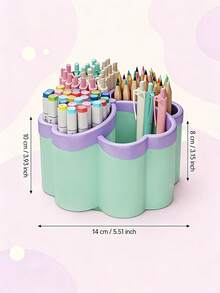360 Degree Rotating 4-Tier Desktop Organizer Rack, PP Plastic Space-Saving Design For Office, School, Home, Includes Portable Cover To Hold Pens, Pencils, Makeup Brushes, Available In Green And Purple, Suitable For Small Spaces - Multicolor - View 4