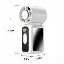 Qixinke Mini Handheld Turbo Fan, Integrated Multifunctional Design With Fan And Ice Compression Cooling, Built-In Makeup Mirror And LED Lighting. Supports Stepless Speed Adjustment, Adjustable Speed Levels From 1 To 199. Equipped With 3600mAh Rechargeable Built-In Battery, Maximum Speed Up To 17,000 RPM. Perfect For Travel, Outdoor Activities, Home And Office Use. - Handheld - View 5