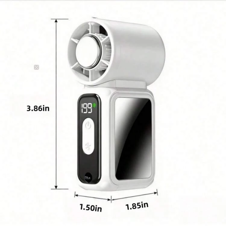 Mini Pocket Handheld Turbo Fan With Cooling Function, Adjustable 1-199 Speeds, 3600mAh Rechargeable Battery, 17000RPM Personal Portable Fan For Travel, Outdoor, Home And Office - Handheld - View 3
