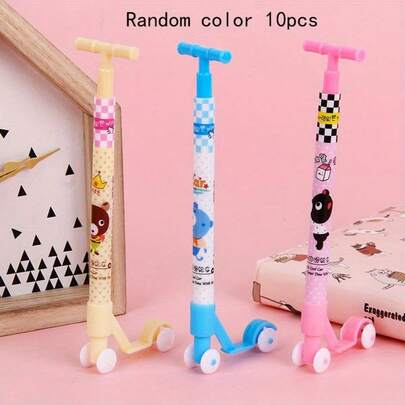 1 pieza Bolígrafo de patineta de dibujos animados lindo y creativo para papelería de estudiante, bolígrafo de patineta de dibujos animados lindo y creativo para papelería, color aleatorio