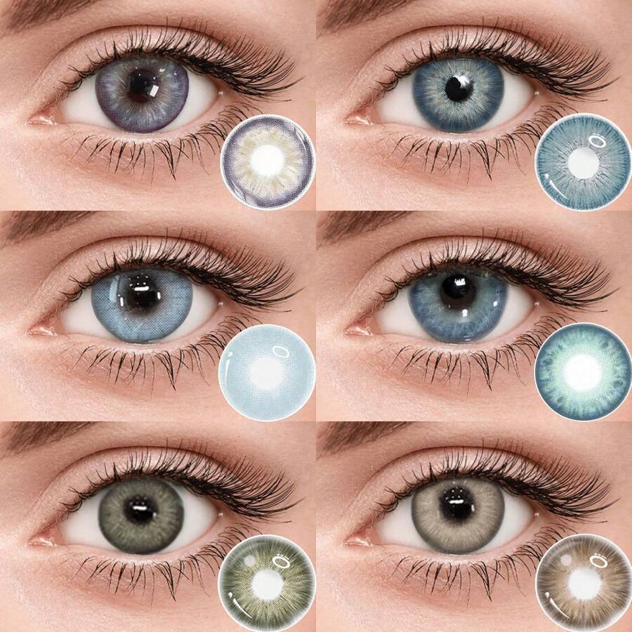 6 Pairs Of Colorful Contact Lens Cases, Offering A Variety Of Color Options. Comes With Contact Lens Cases And Wearing Tools, Suitable For Year-Round Use, And Can Be Used For Eye Makeup, Cosplay, Festive Event Dressing, Halloween Costumes, Cosplay, And More. - YF05 - Xem 1