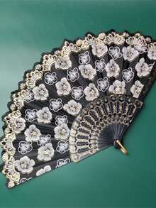 White Hand Fan With Gold Foil Sakura Print, Suitable For Home Use - Multicolor - View 5