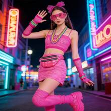 Bộ phụ kiện thập niên 80 gồm 29 món, trang phục hóa trang retro neon bao gồm băng đô, túi đeo hông, khuyên tai, găng tay lưới, vòng cổ, vòng tay, tất giữ ấm chân, mặt nạ Venice, trang phục lễ hội hóa trang, quà sinh nhật thời trang. - Nhiều màu - Xem 7