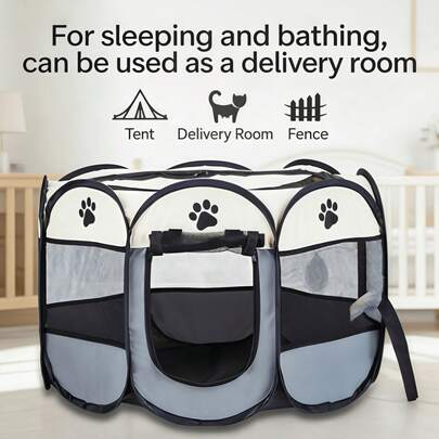 1pc Foldable Pet Cat/Dog Anti-Scratch Breathable Tent Cage, Pet House