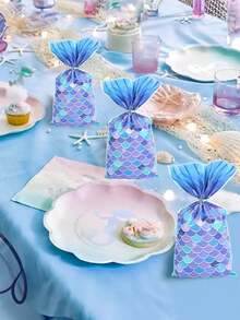 50 túi quà hình đuôi nàng tiên cá màu xanh dương và tím ombre, thích hợp cho tiệc chủ đề đại dương, sinh nhật, quà lưu niệm kỳ nghỉ biển. - Nhiều màu - Xem 4