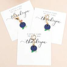 3pcs/6pcs Elegant Blueberry Keychains With Gratitude Card - Fashionable Keychains For Women And Men, Fruit Charm; Comes With Inspiring And Encouraging Cards, Cute For Wallet, Backpack, Car Accessories, Love And Care Party Gifts - Silver - View 8