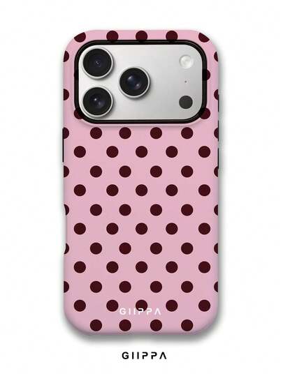 GIIPPA Polka Dot telefoonhoesje met roze basis en zwarte stippen, geschikt voor iPhone 17 Pro Max, 16 Pro Max, 15 Pro Max en 14 Pro Max. Stijlvol en interessant Koreaans telefoonhoesje, past op de 11/12/13/14/15/28 Pro Max Plus. Elegant ontwerp, geschikt voor zowel mannen als vrouwen. Ideaal cadeau voor je vriendin met Kerstmis, Valentijnsdag, Pasen, een bruiloft of een verjaardag.
