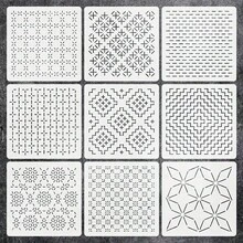 Sashiko Embroidery Quilting Stencils, Reusable Ivory PET Plastic Templates, 13cm Geometric Wave Star Textured Patterns, Craft Stencils For Fabric Wood Glass Canvas Paper Painting Scrapbooking Wall Decor Home Decoration Handmade Cards Wooden Signs - 13*13cm - View 9